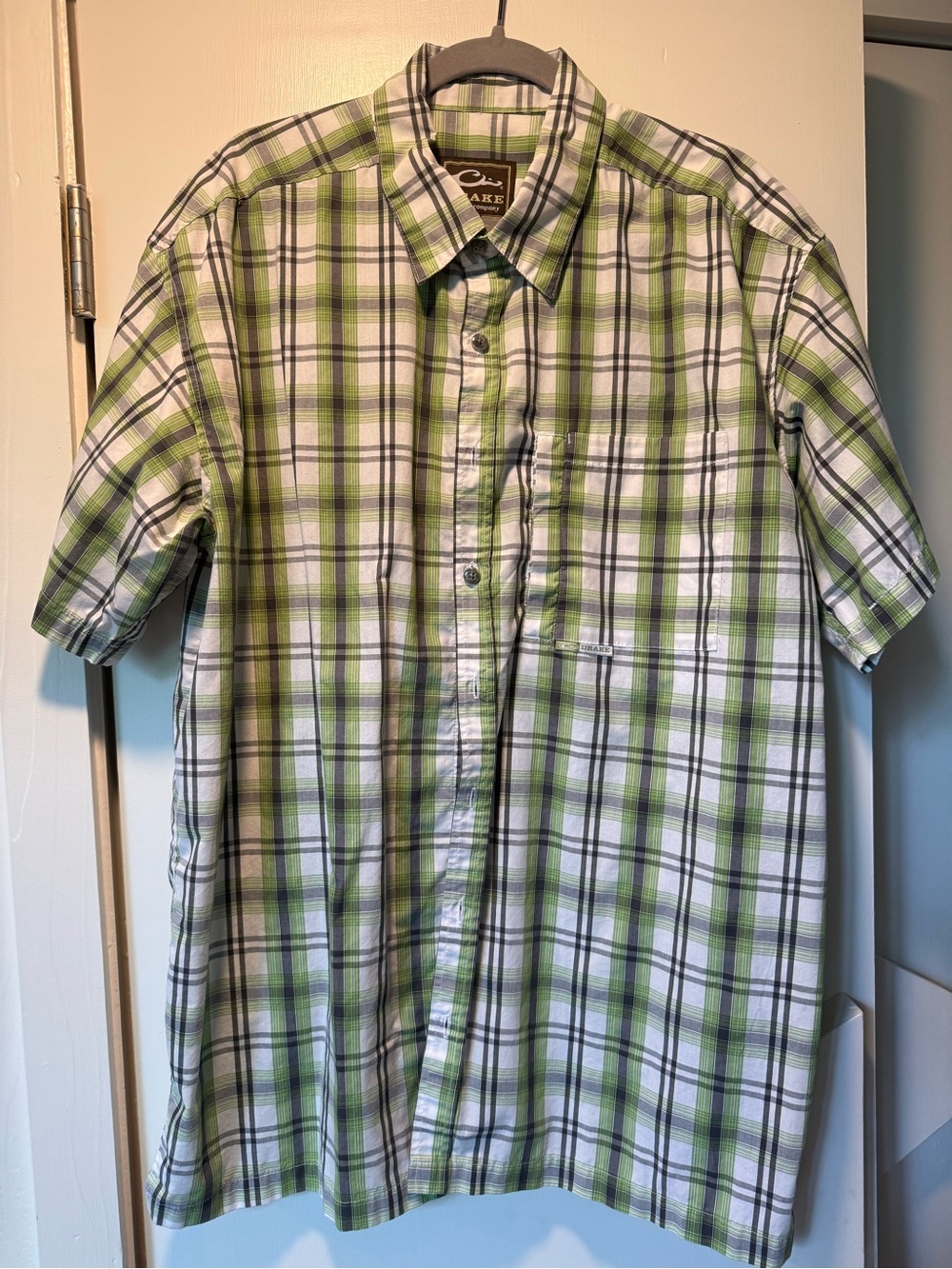 Drake Green Plaid Short-Sleeve Button-Up Shirt - Men Like New!